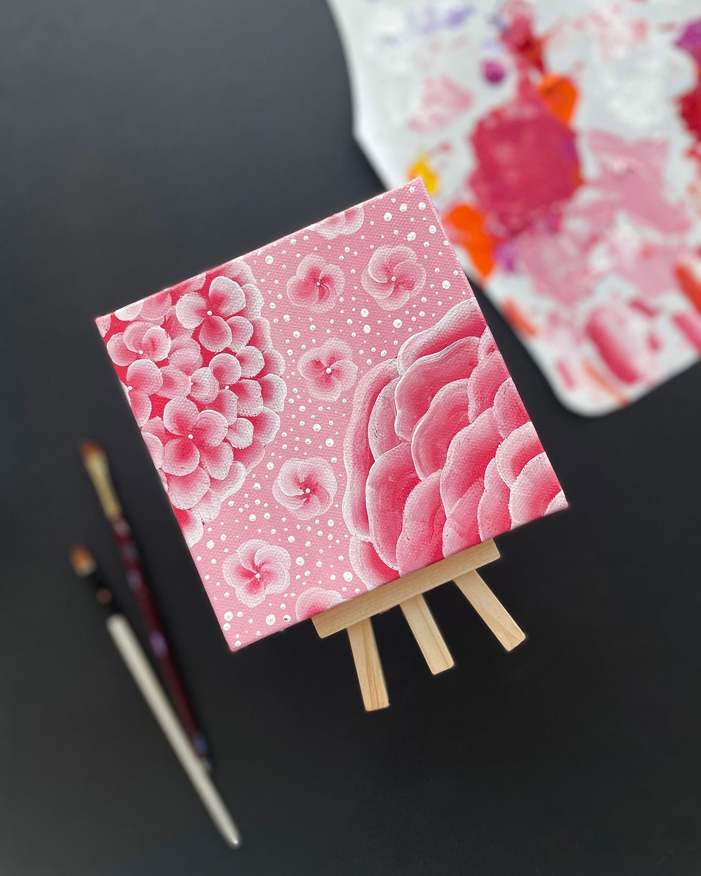 "Gatsby Pink Garden" Mini-Painting with Easel