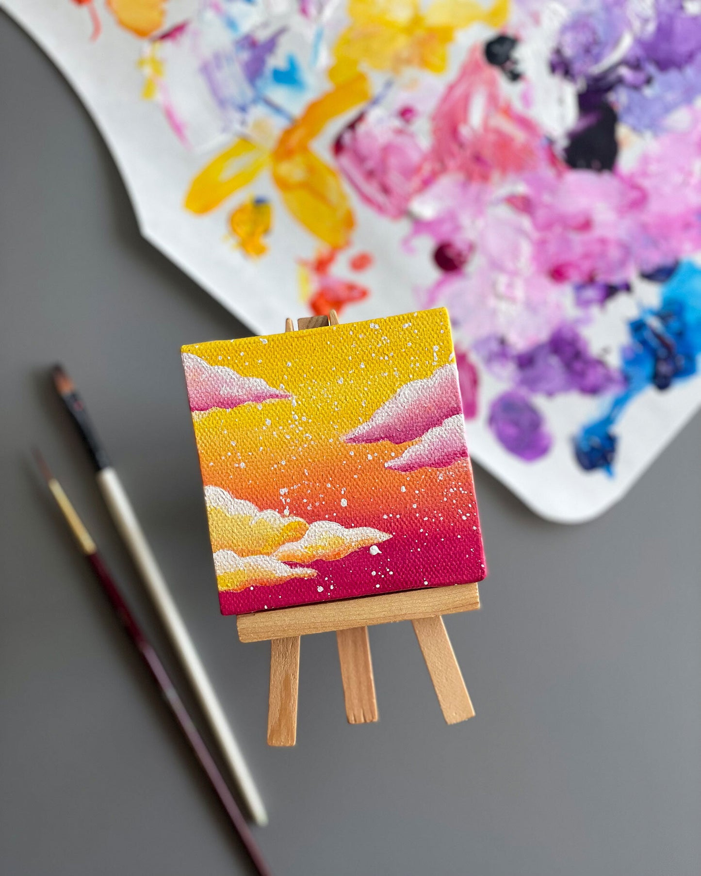 "Pink Lemonade Dreams" Mini-Painting with Easel