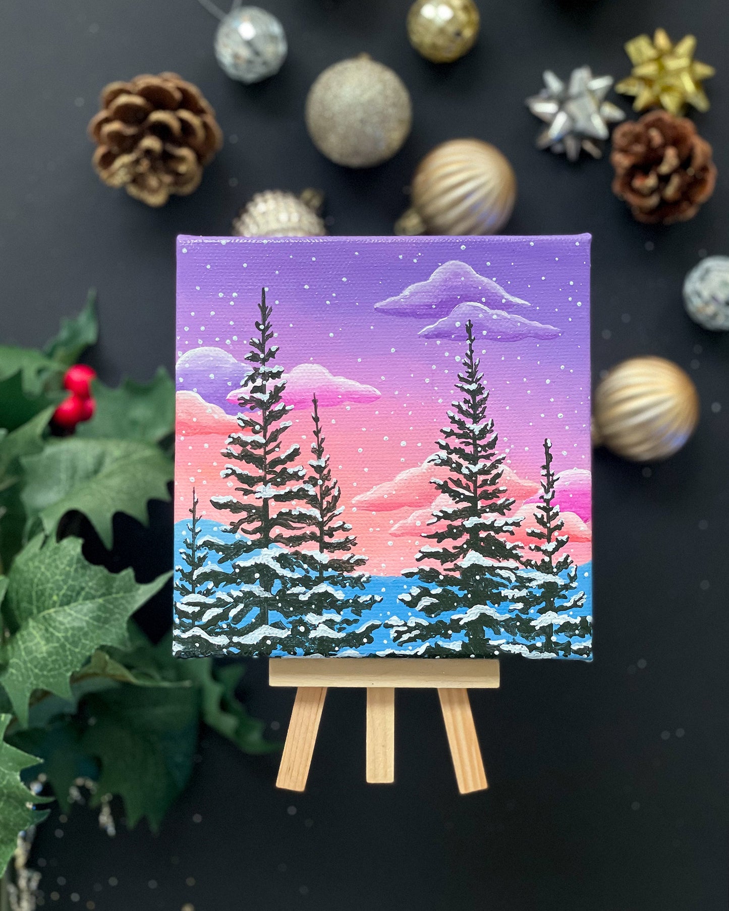 "Snowy Colorado Morning" Mini-Painting with Easel