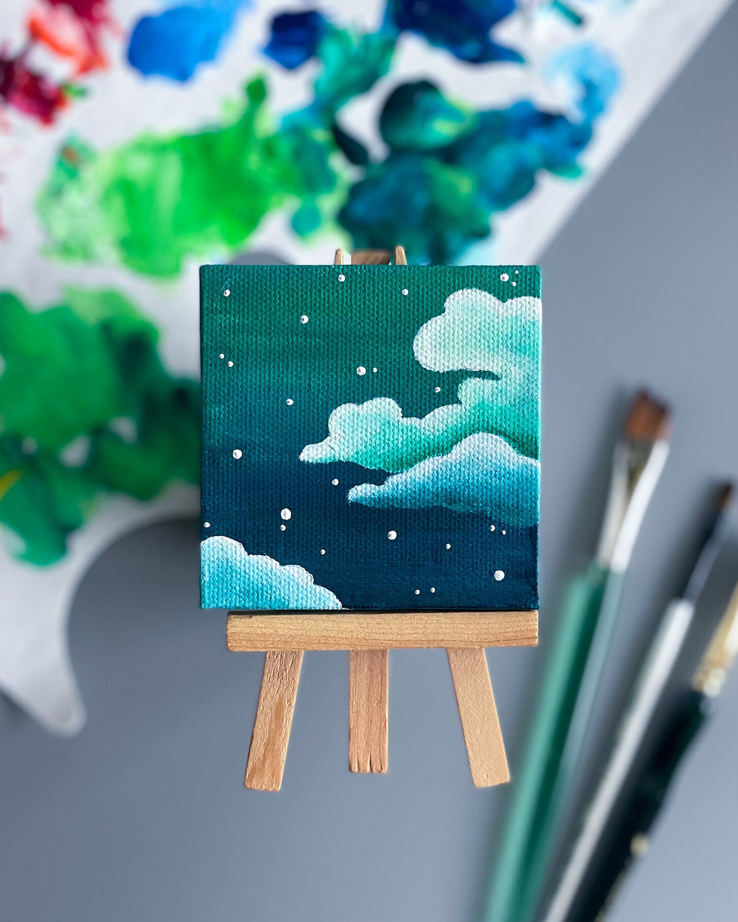 "Aquamarine Dreams" Mini-Painting with Easel
