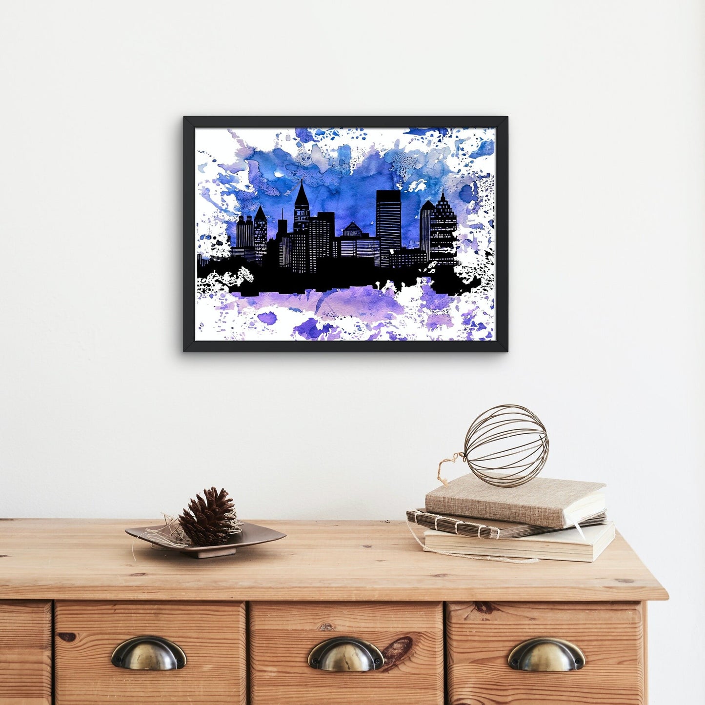 Watercolor City Silhouette Print