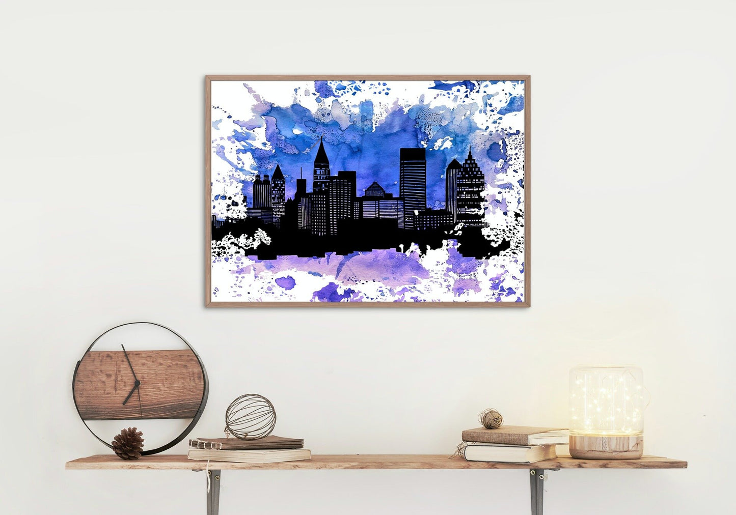 Watercolor City Silhouette Print