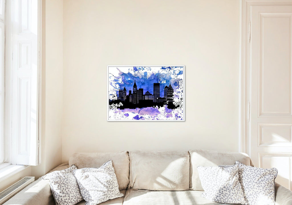 Watercolor City Silhouette Print