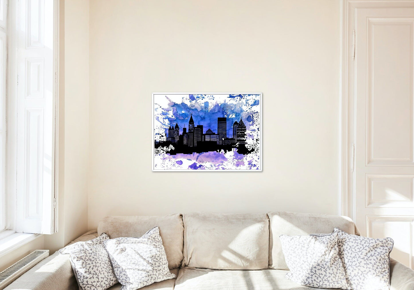 Watercolor City Silhouette Print