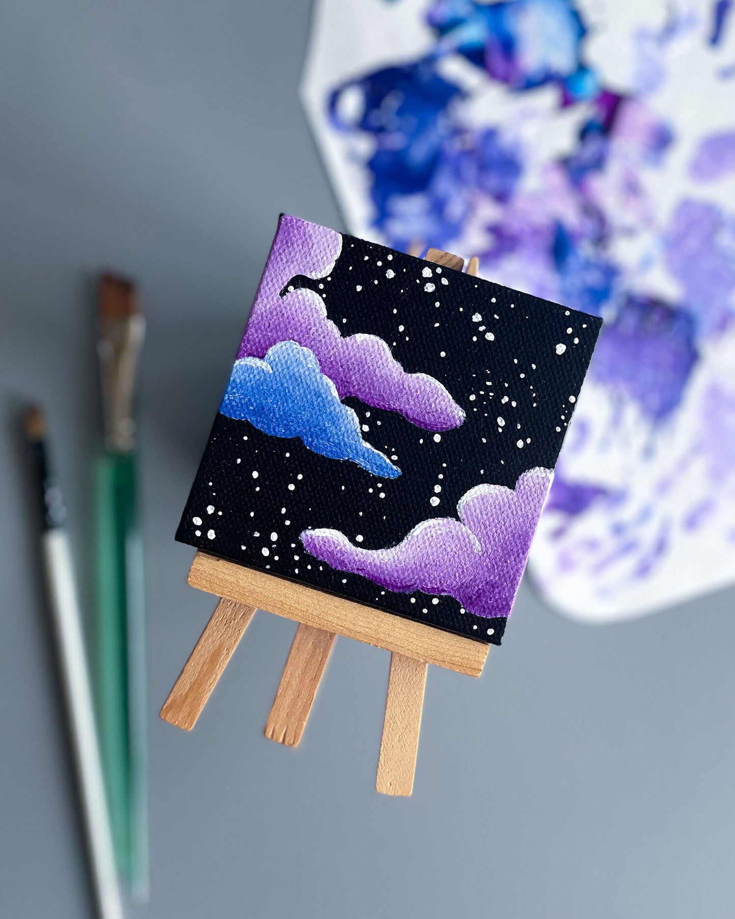 "Black Raspberry Dreams" Mini-Painting with Easel