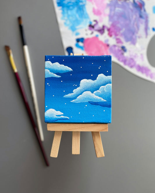 "Blue Raspberry Dreams" Mini-Painting with Easel