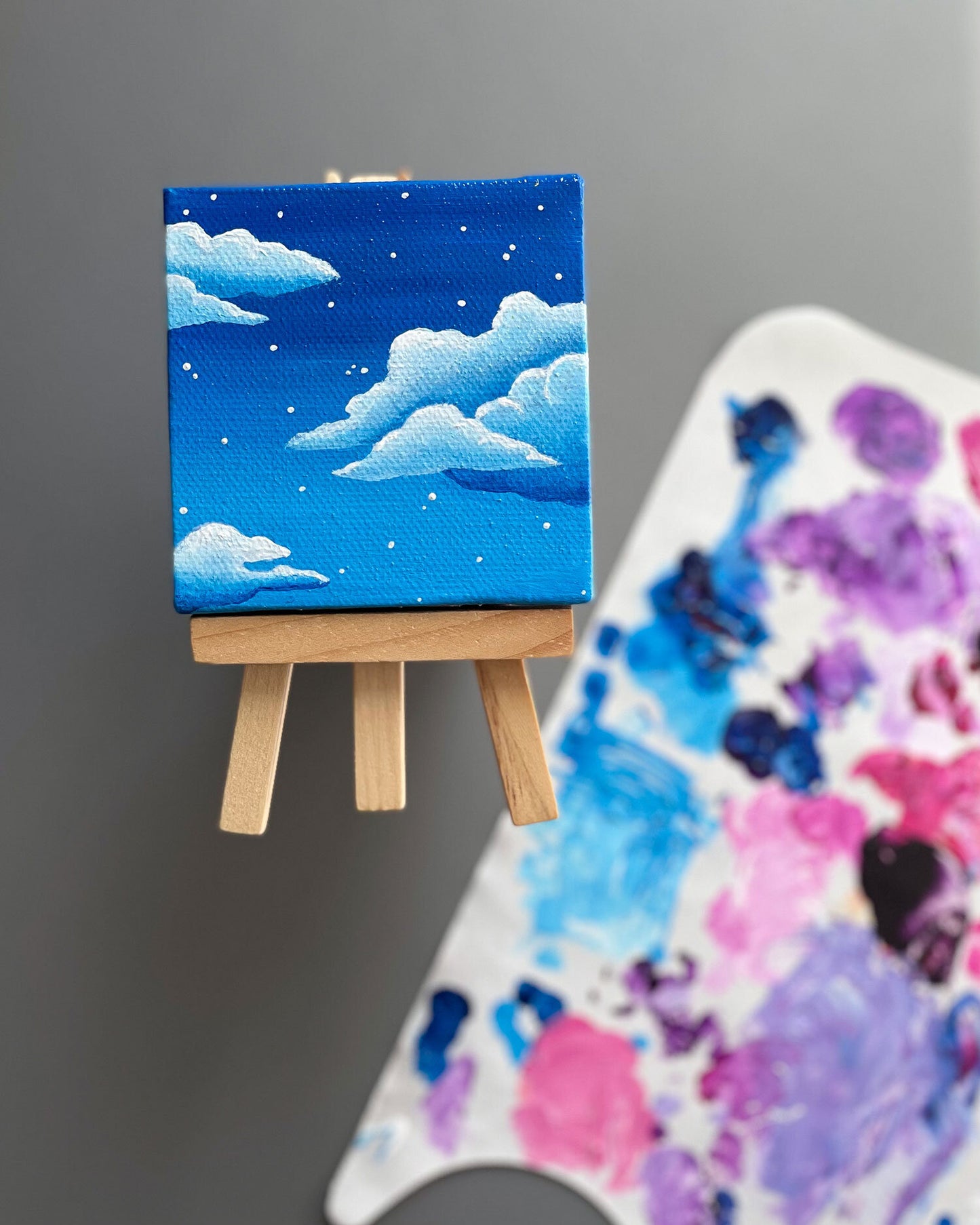 "Blue Raspberry Dreams" Mini-Painting with Easel