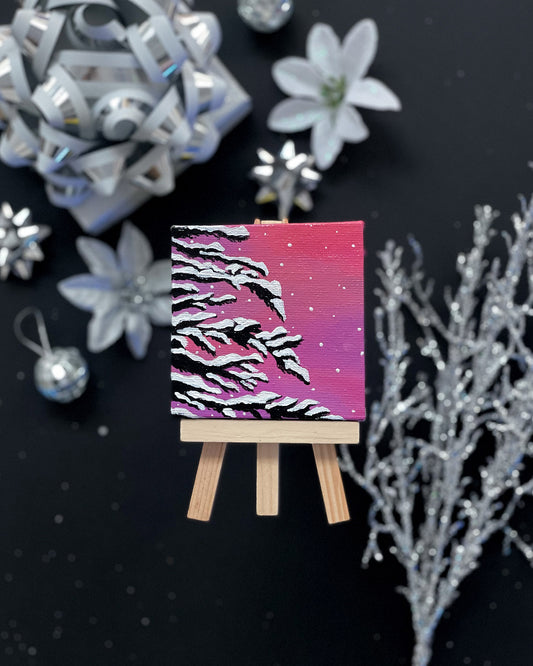 "Chilly Nightfall" Mini-Painting with Easel