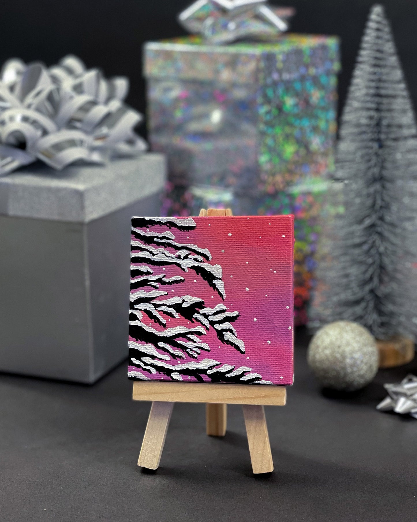 "Chilly Nightfall" Mini-Painting with Easel