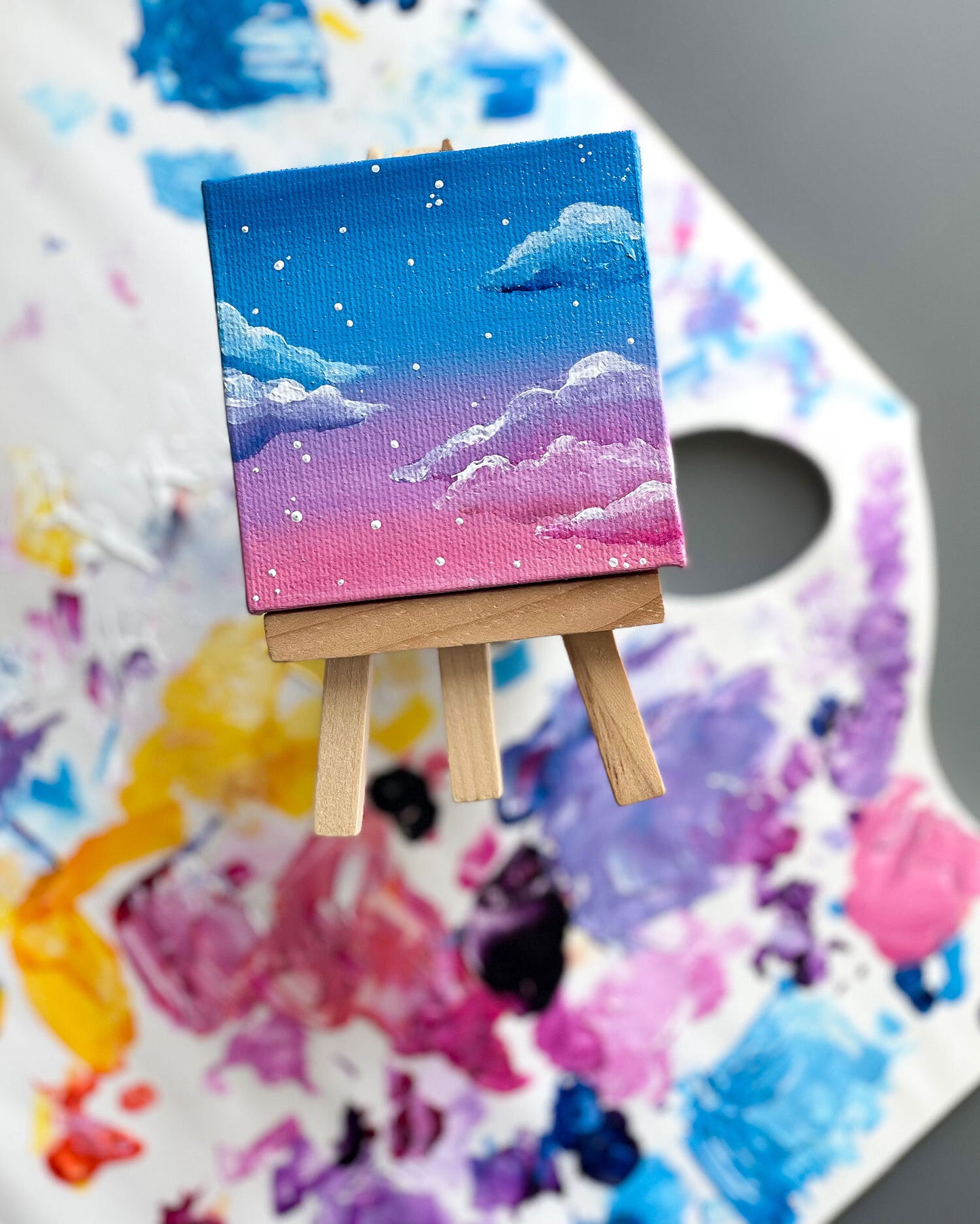 "Cotton Candy Dreams" Mini-Painting with Easel