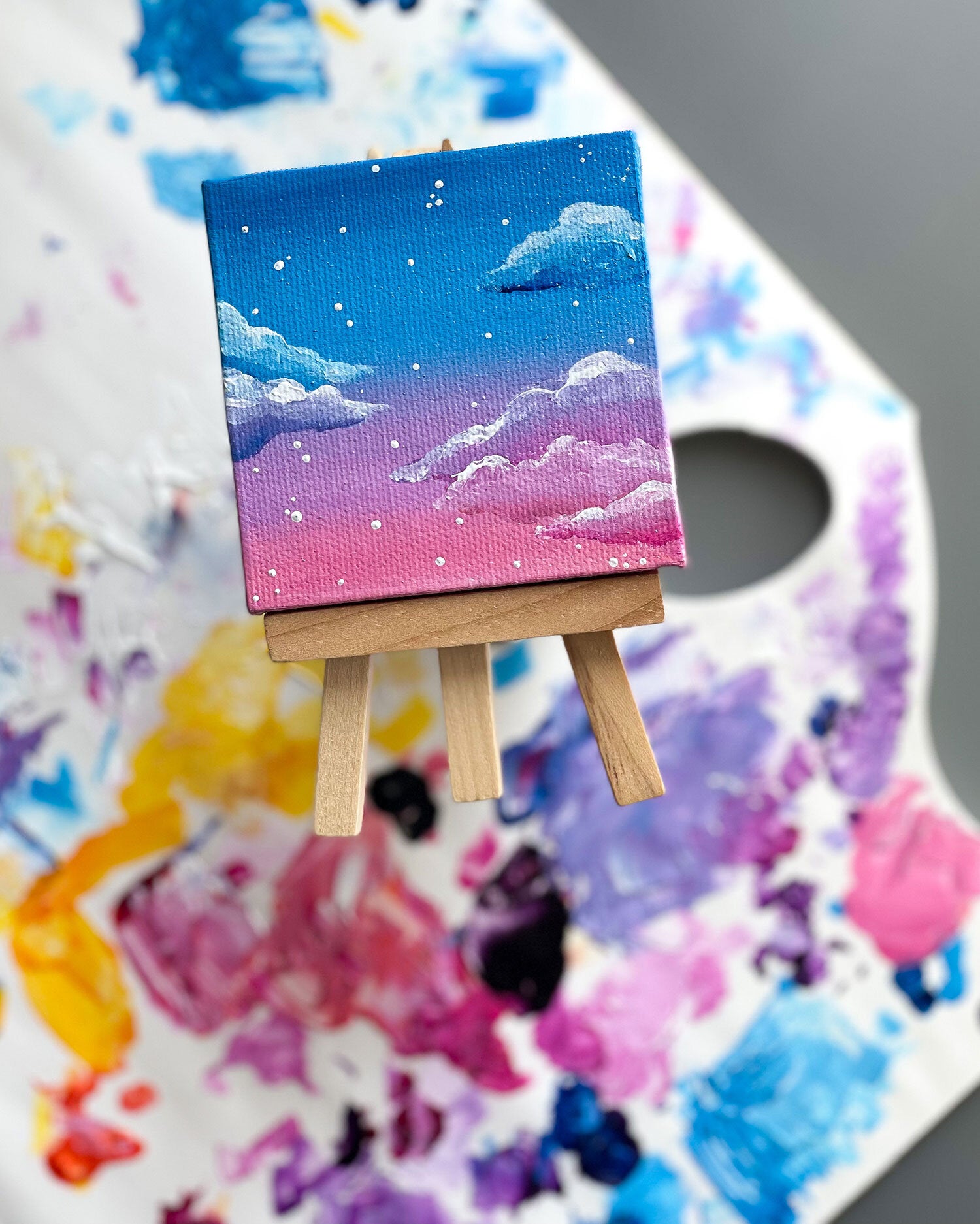 "Cotton Candy Dreams" Mini-Painting with Easel