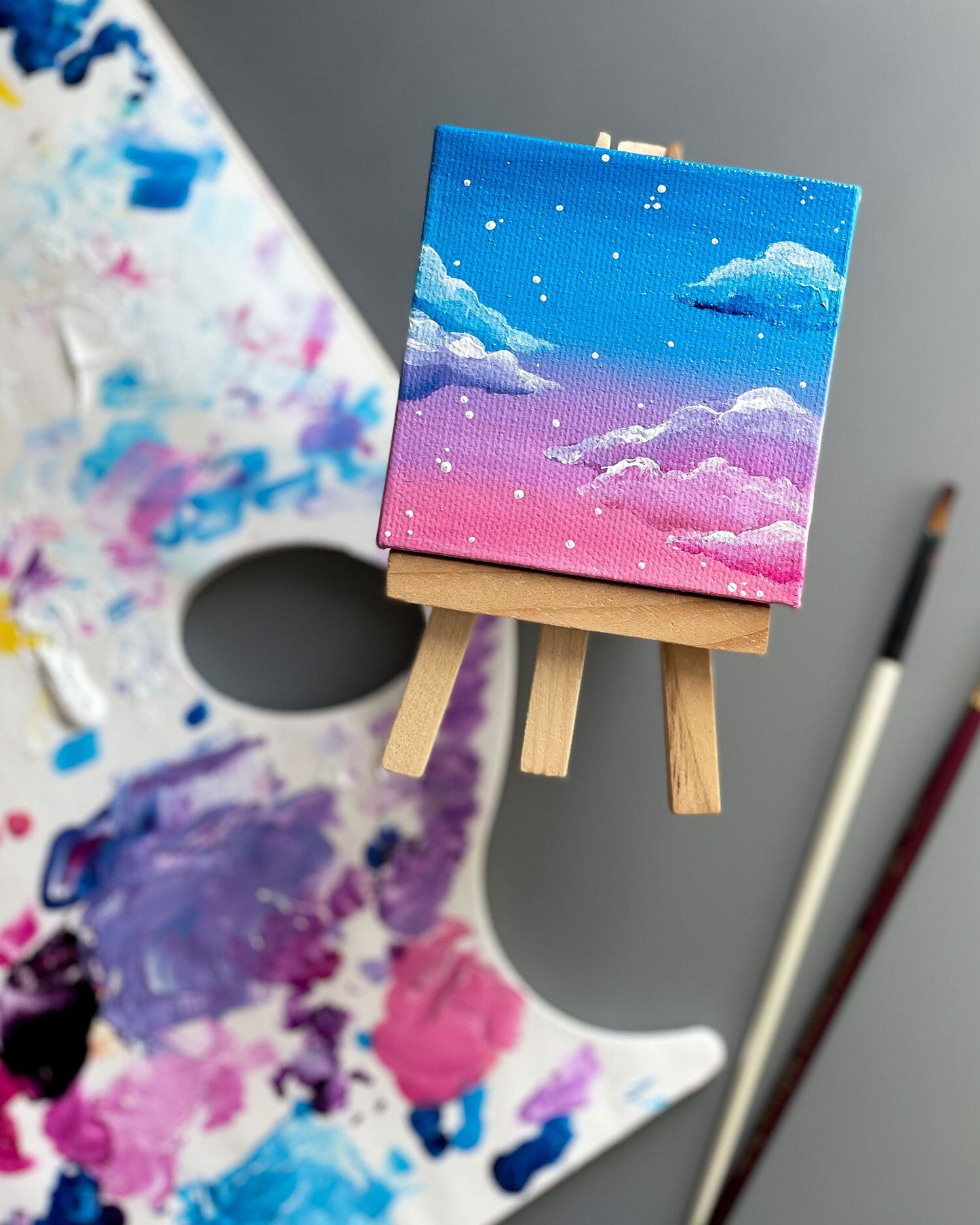 "Cotton Candy Dreams" Mini-Painting with Easel