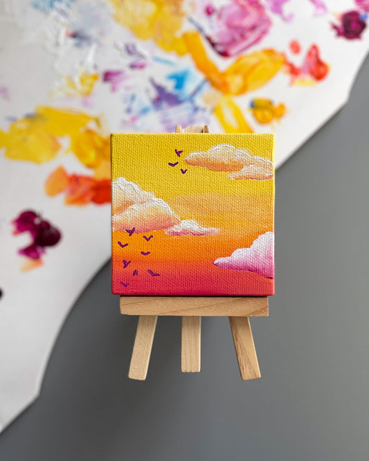 "Creamsicle Dreams" Mini-Painting with Easel