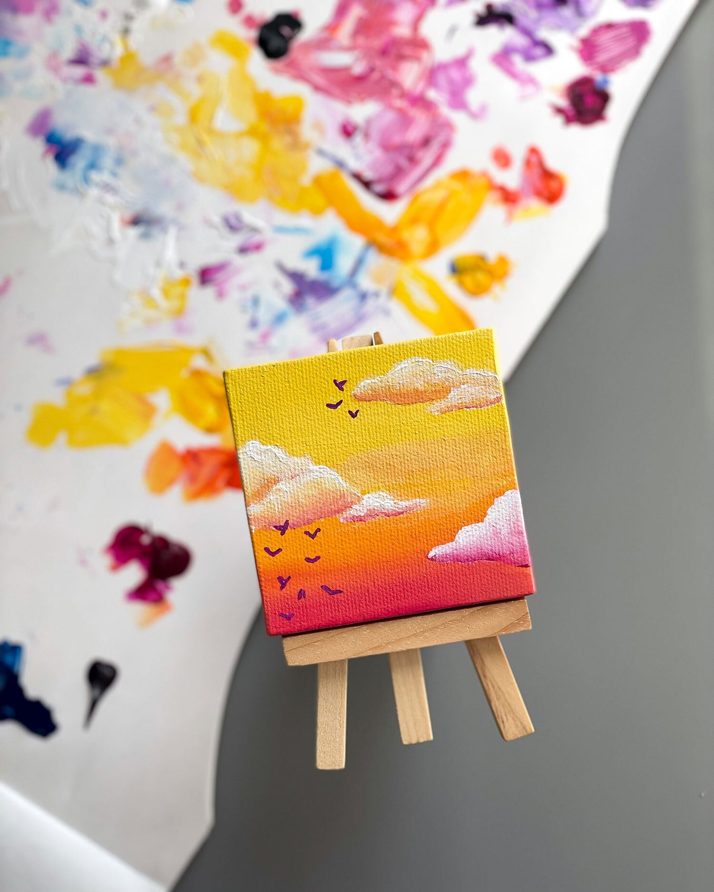 "Creamsicle Dreams" Mini-Painting with Easel