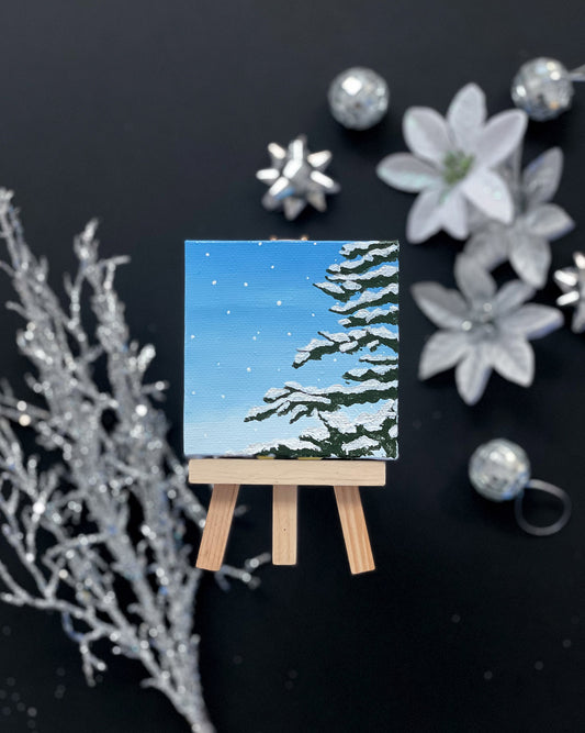 "First Snow" Mini-Painting with Easel