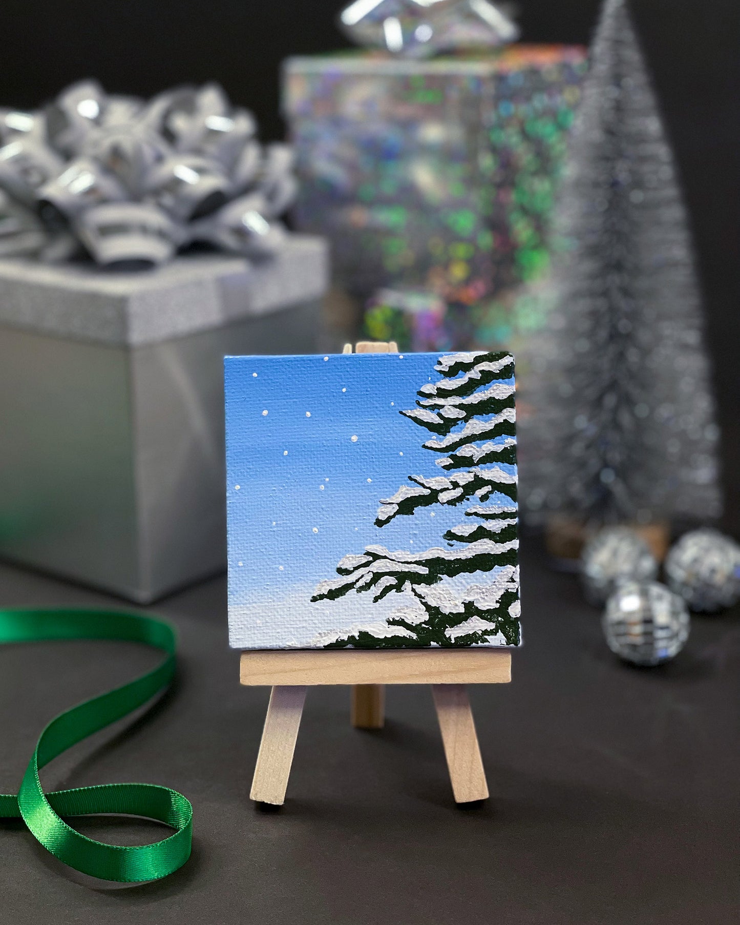 "First Snow" Mini-Painting with Easel
