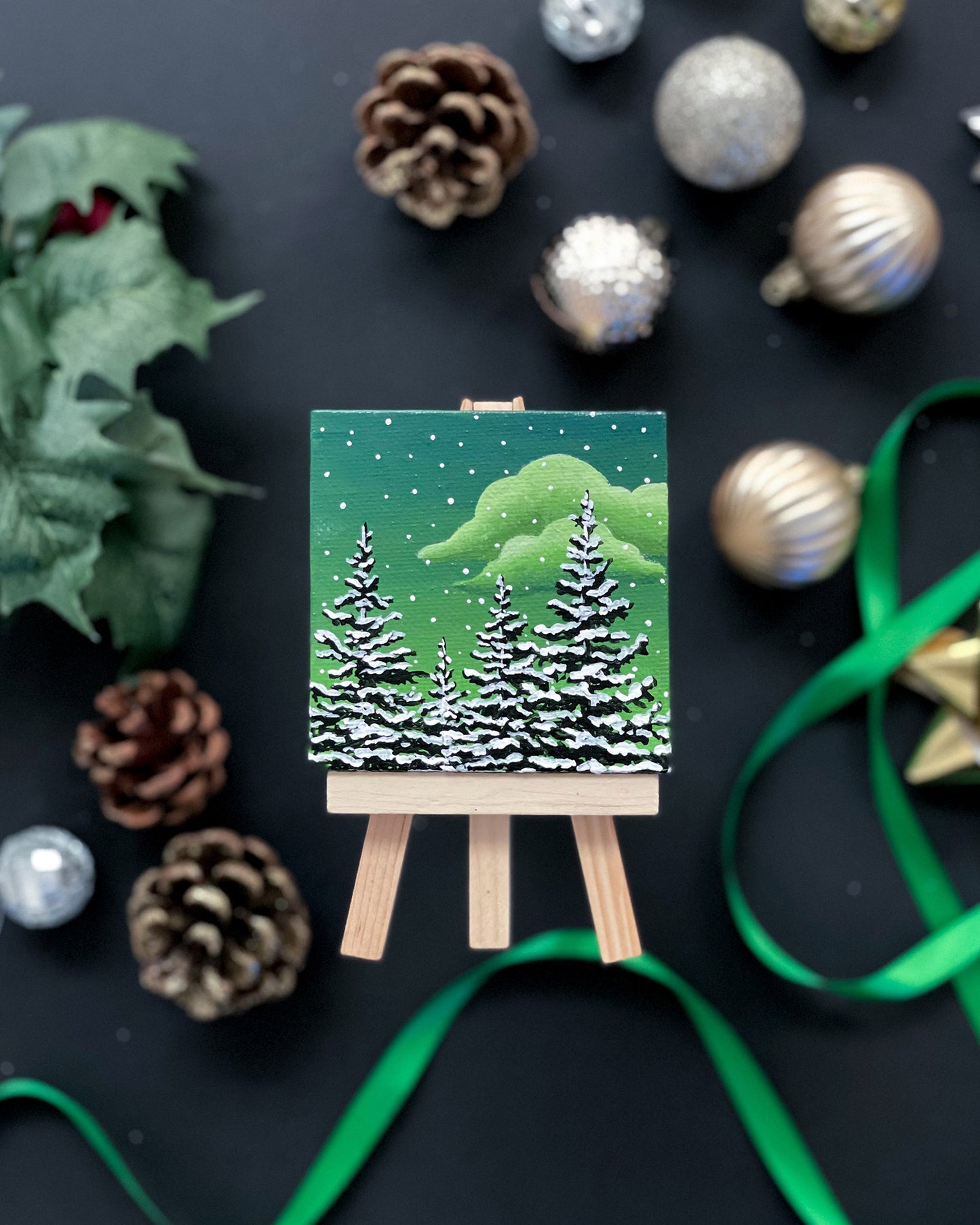 "Frosty Wanderlust" Mini-Painting with Easel