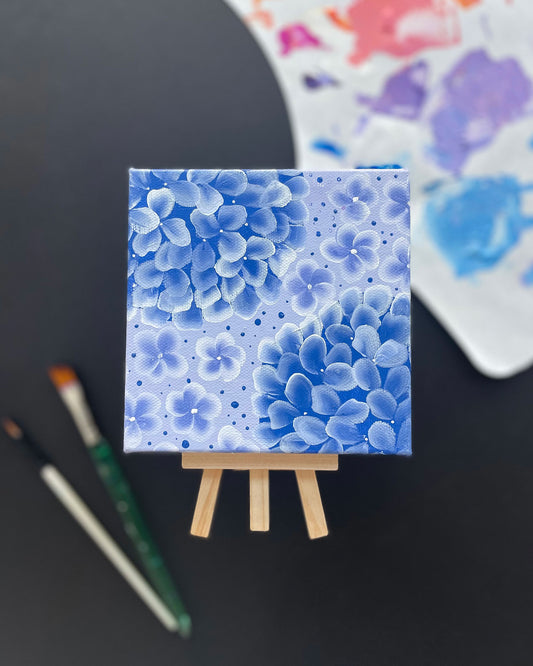 "Very Peri Hydrangeas" Mini-Painting with Easel