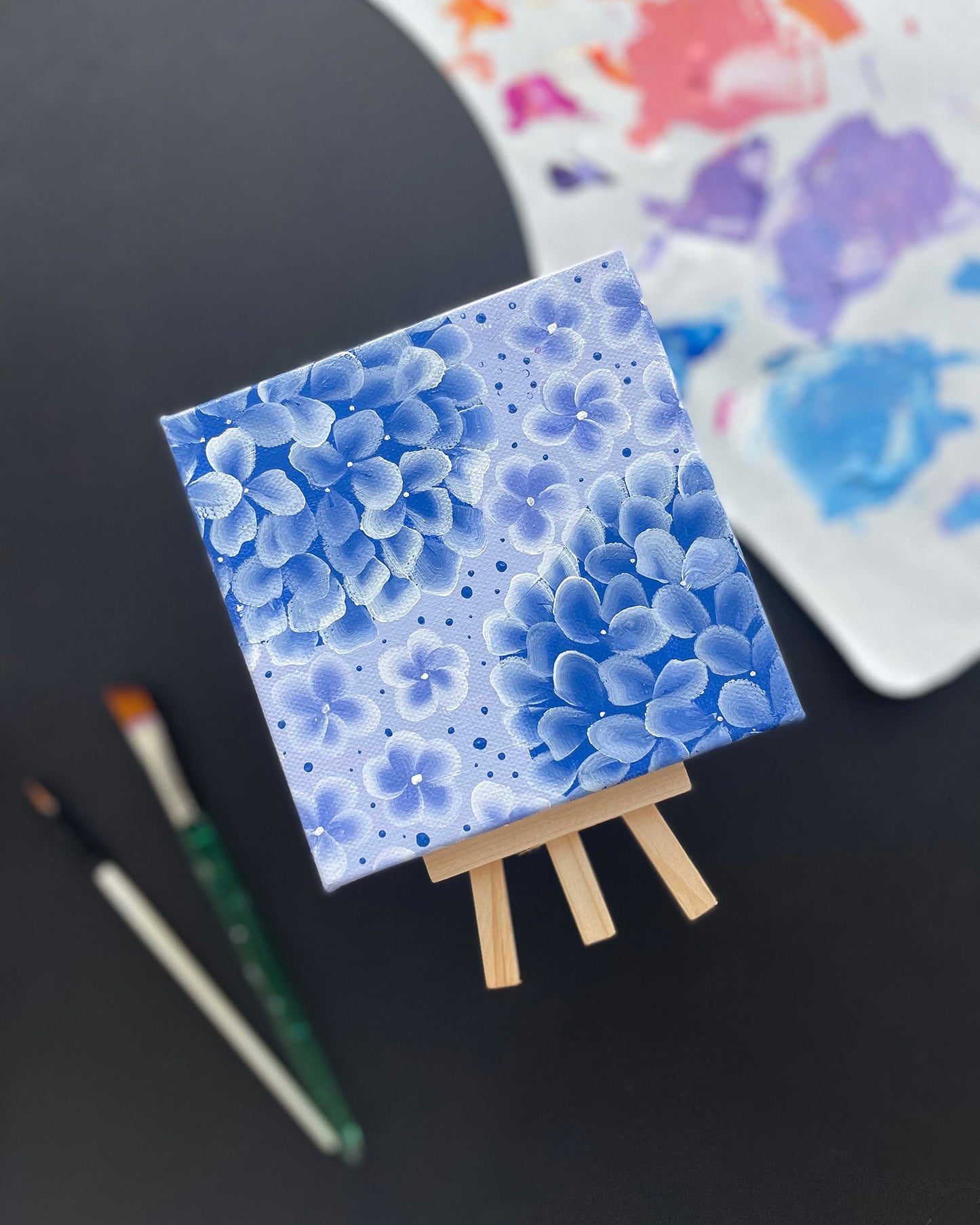"Very Peri Hydrangeas" Mini-Painting with Easel