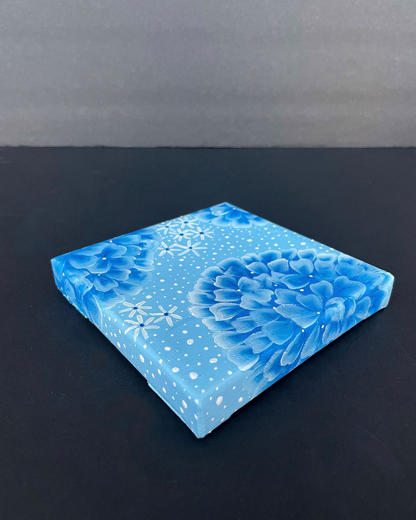 "Nikko Blue Hydrangeas" Mini-Painting with Easel