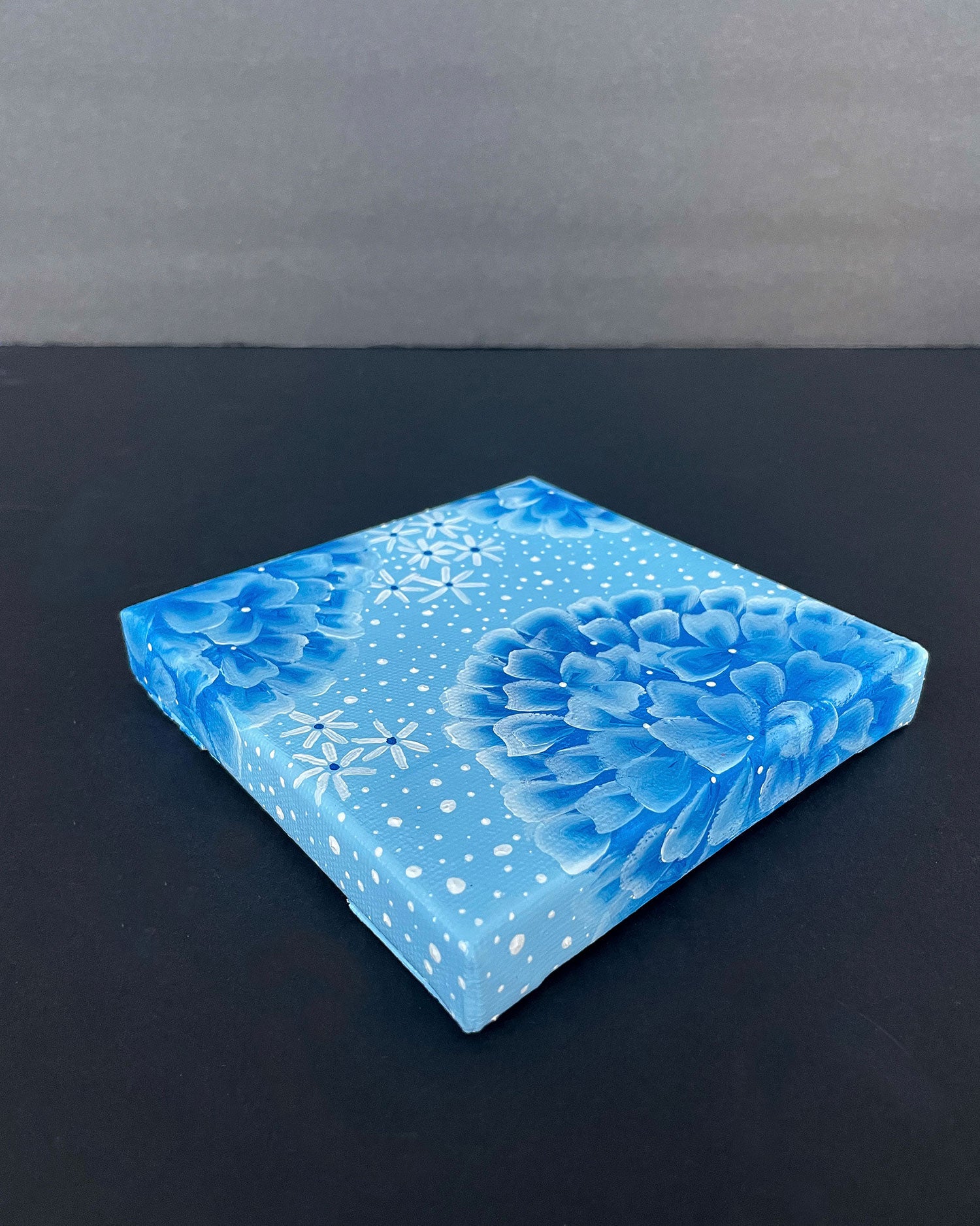 "Nikko Blue Hydrangeas" Mini-Painting with Easel