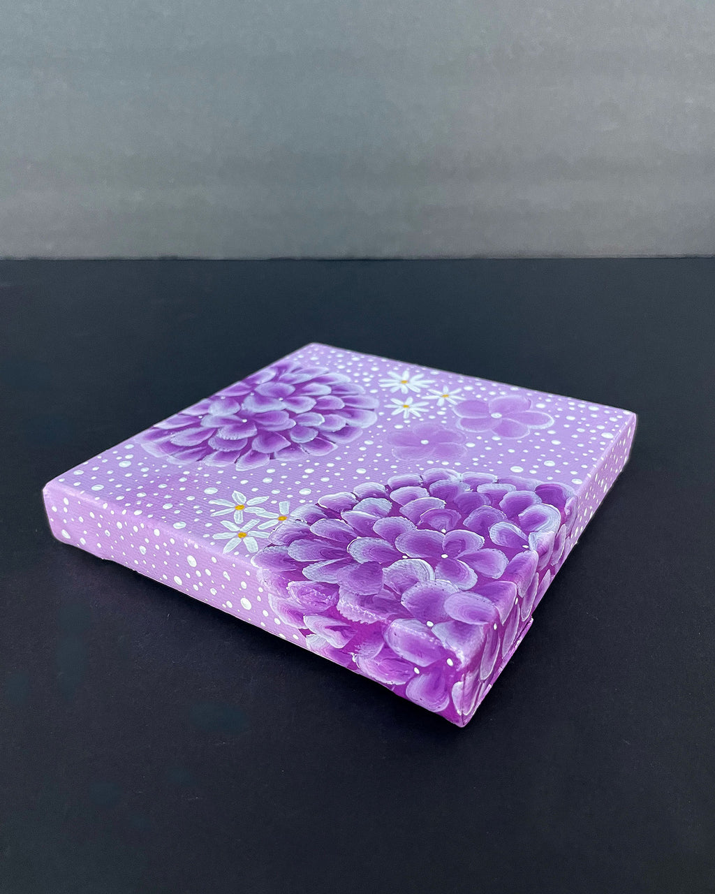 "Orchid Purple Hydrangeas" Mini-Painting with Easel