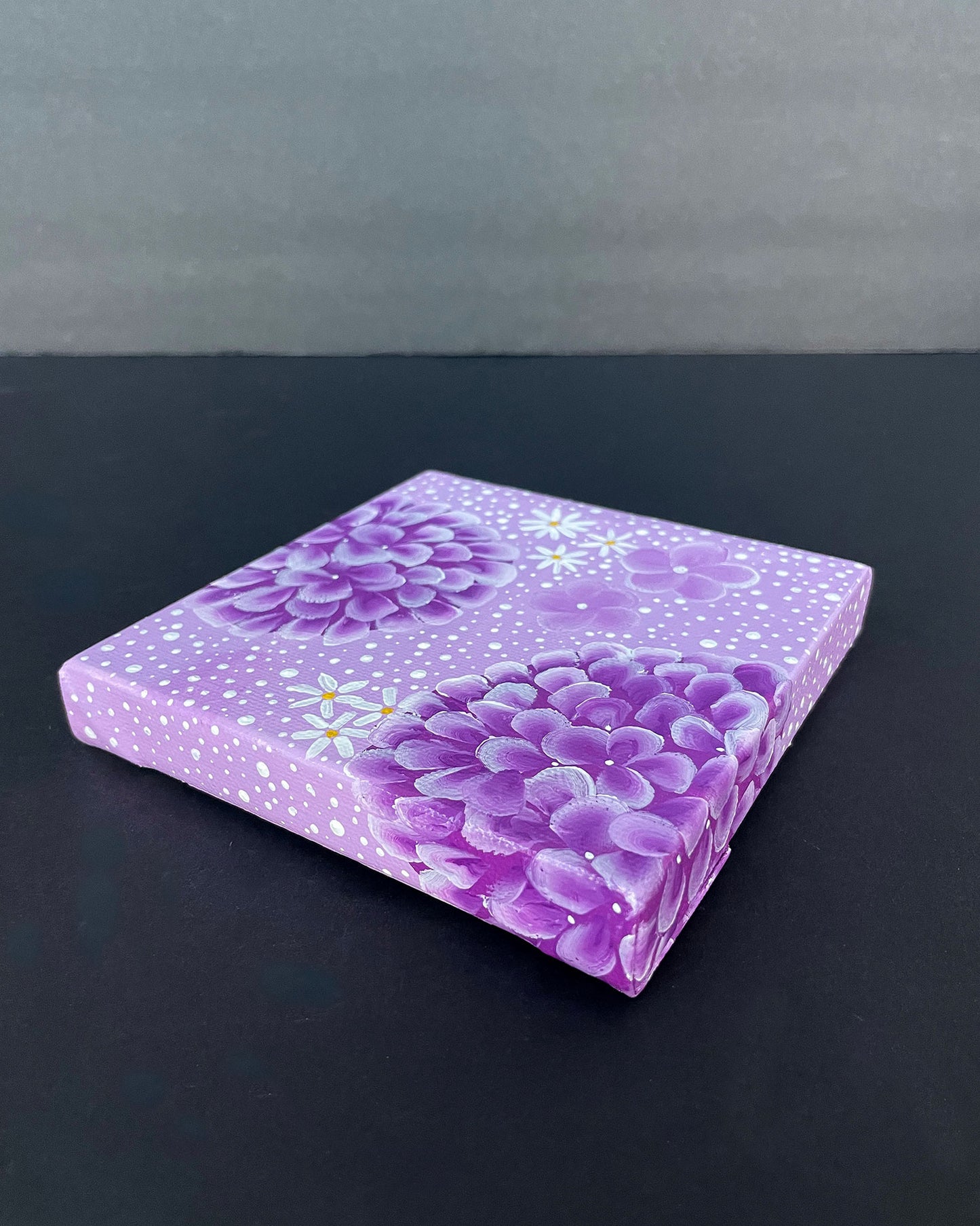 "Orchid Purple Hydrangeas" Mini-Painting with Easel