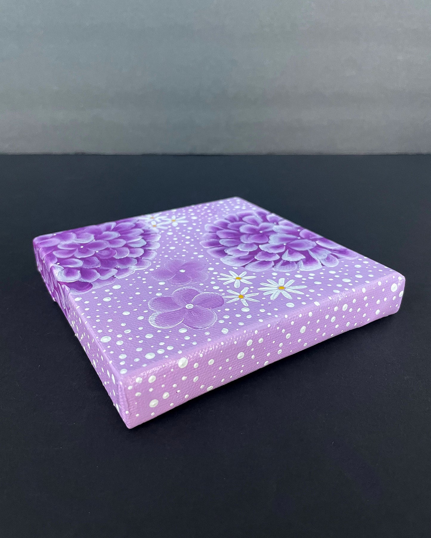"Orchid Purple Hydrangeas" Mini-Painting with Easel
