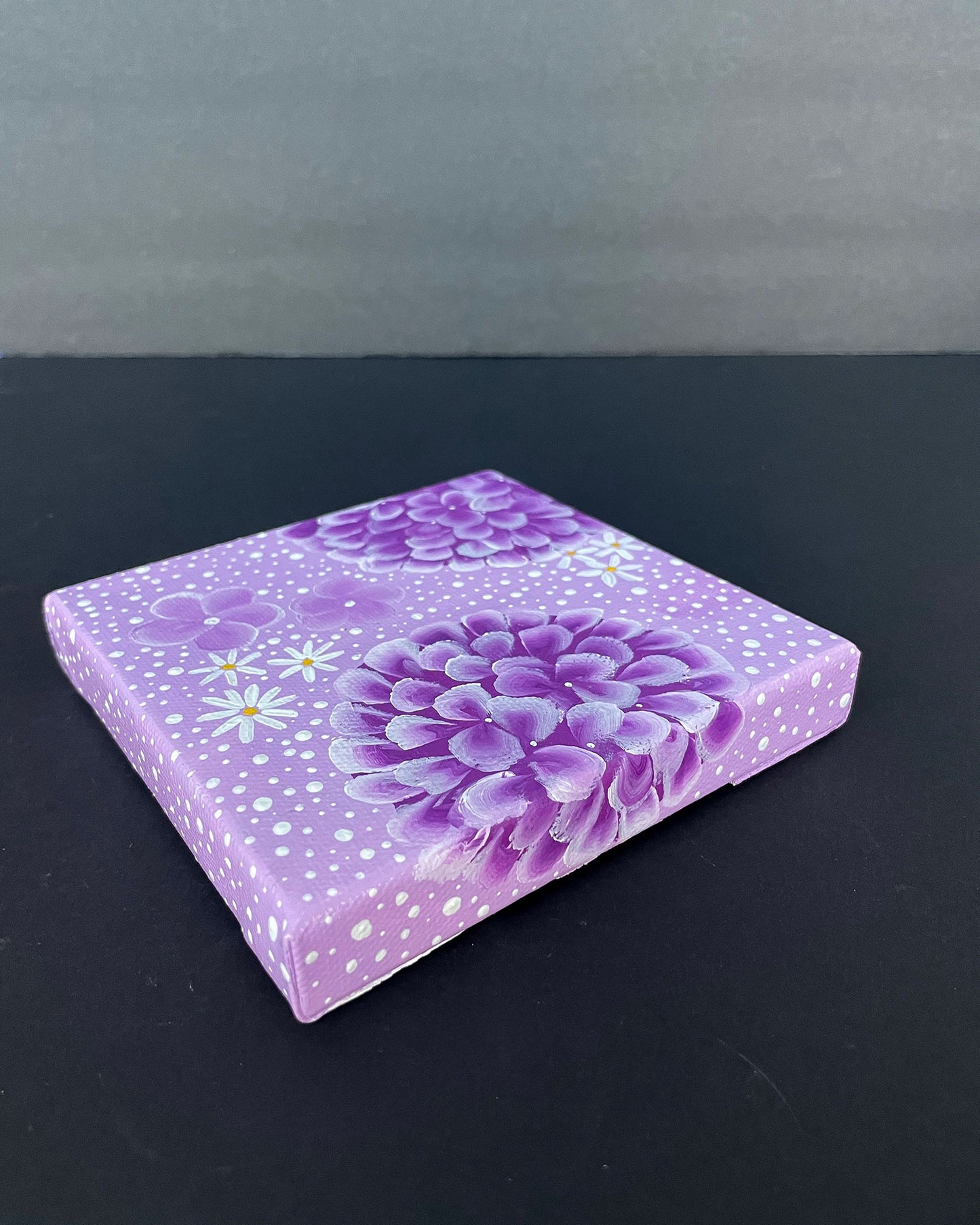 "Orchid Purple Hydrangeas" Mini-Painting with Easel