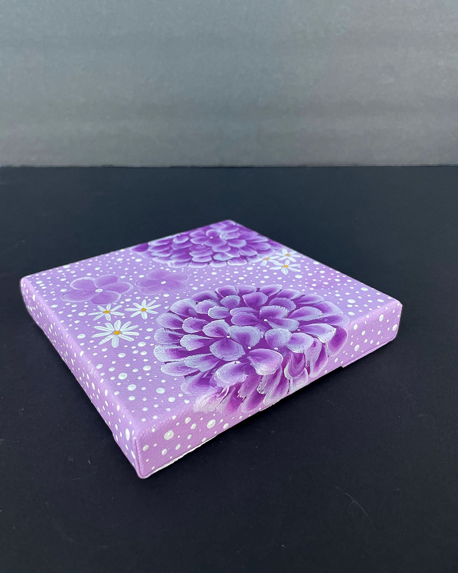 "Orchid Purple Hydrangeas" Mini-Painting with Easel