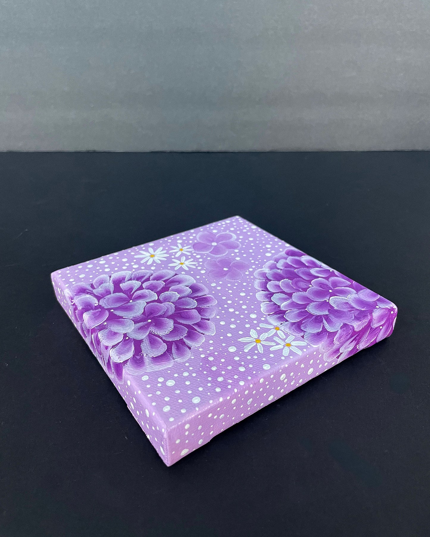 "Orchid Purple Hydrangeas" Mini-Painting with Easel