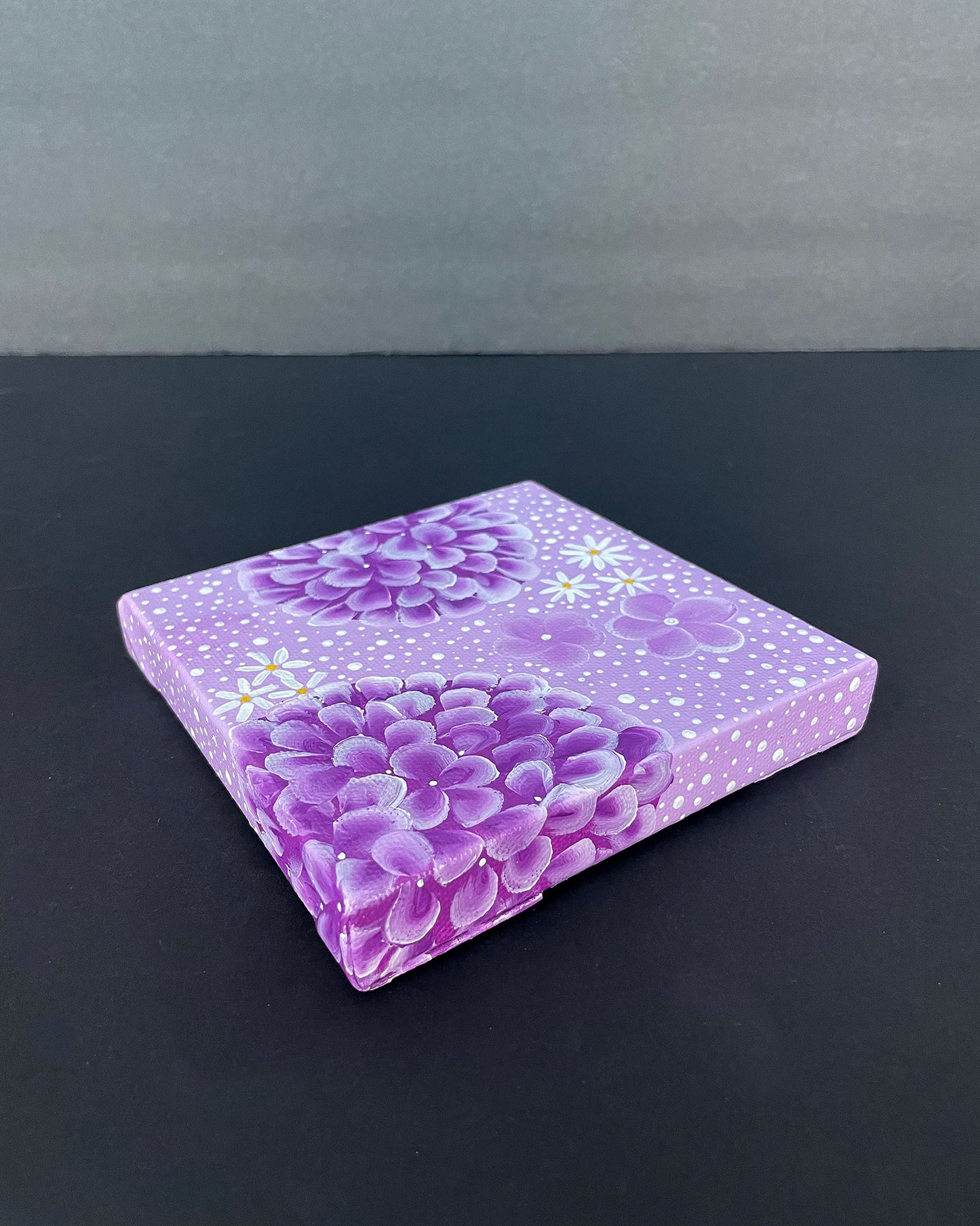 "Orchid Purple Hydrangeas" Mini-Painting with Easel