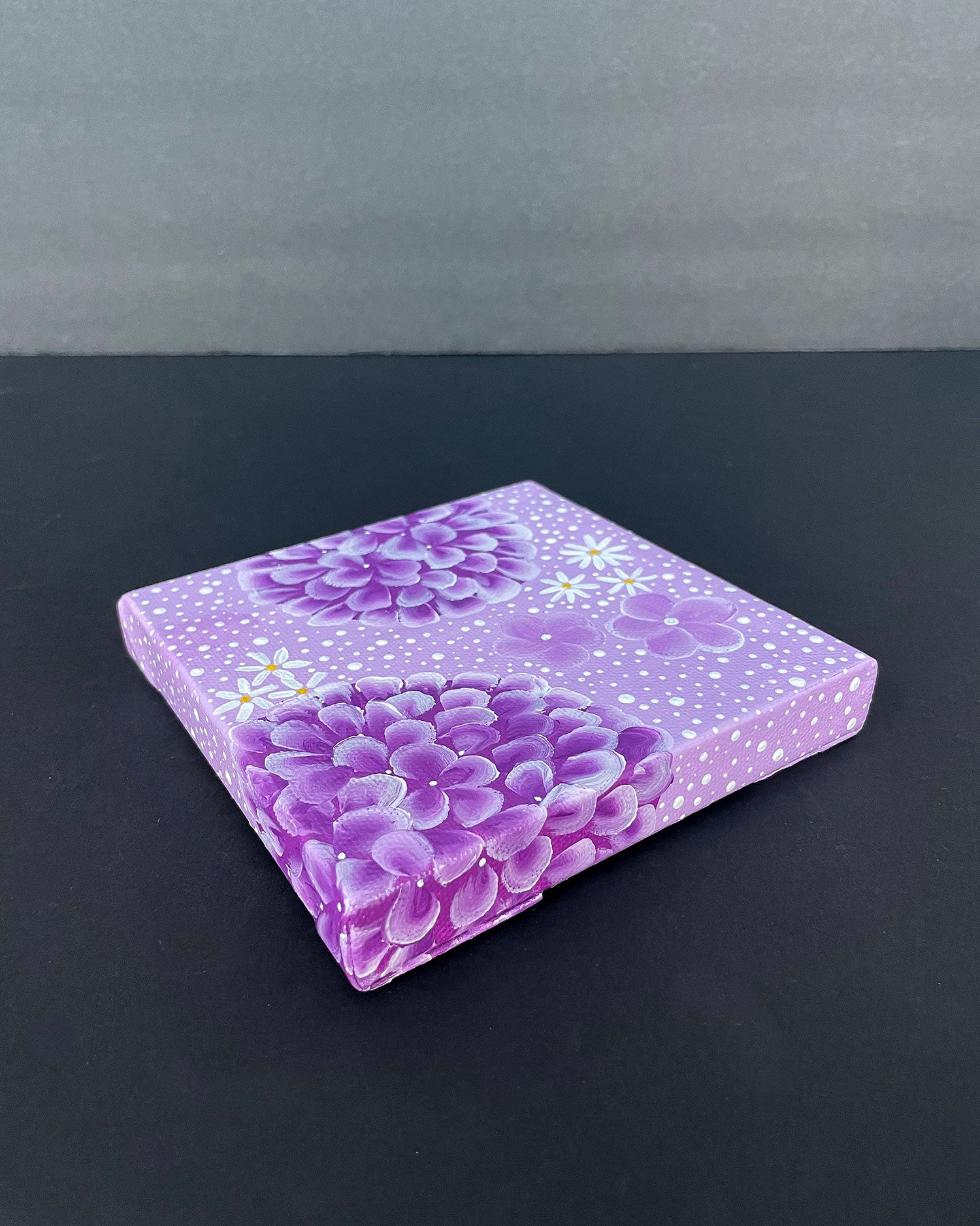 "Orchid Purple Hydrangeas" Mini-Painting with Easel