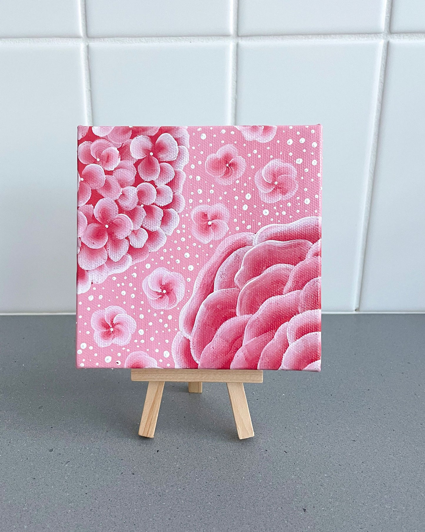 "Gatsby Pink Garden" Mini-Painting with Easel
