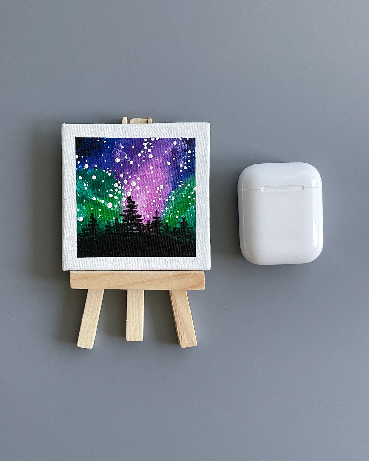 "Alaska Northern Lights" Mini-Painting with Easel