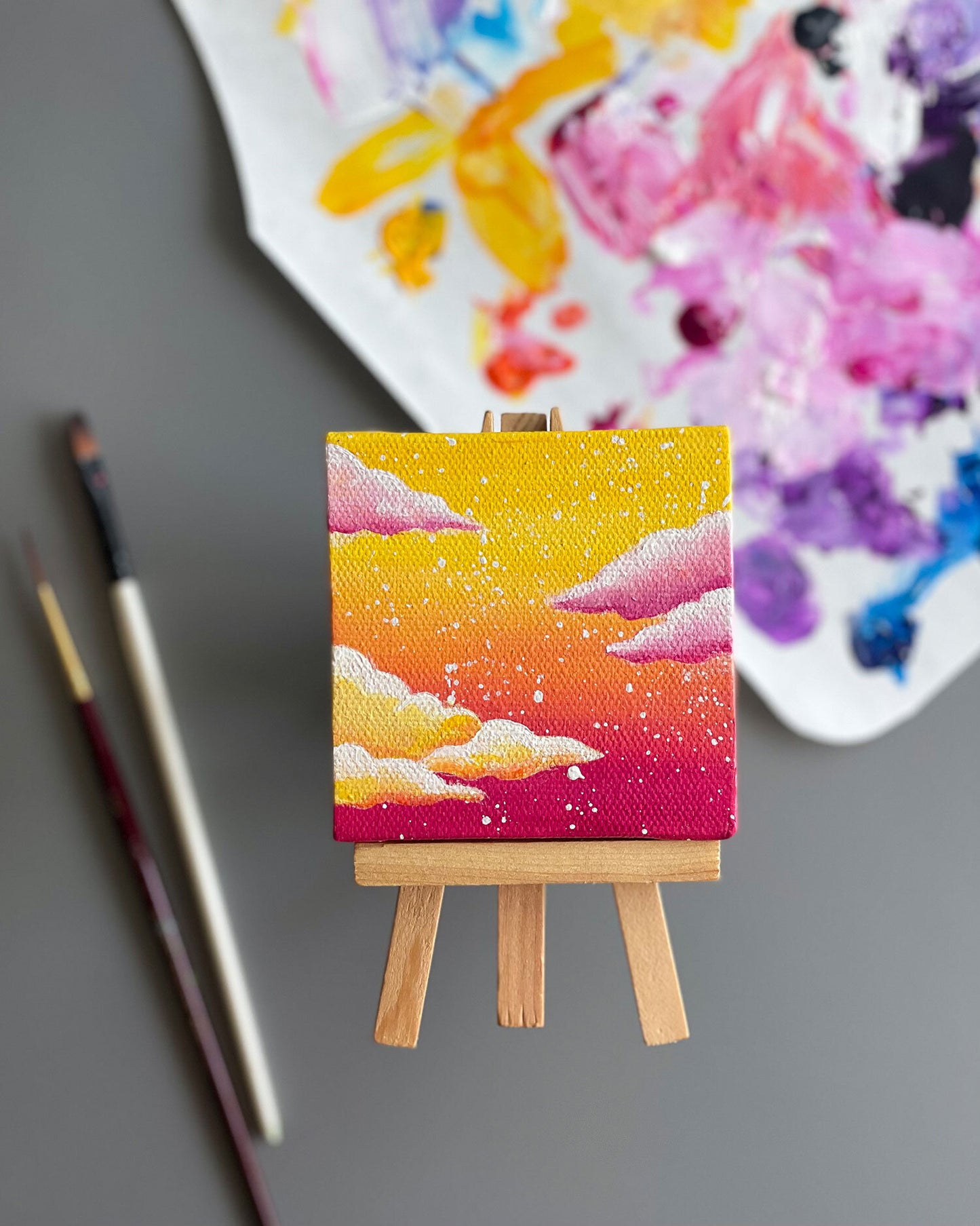 "Pink Lemonade Dreams" Mini-Painting with Easel