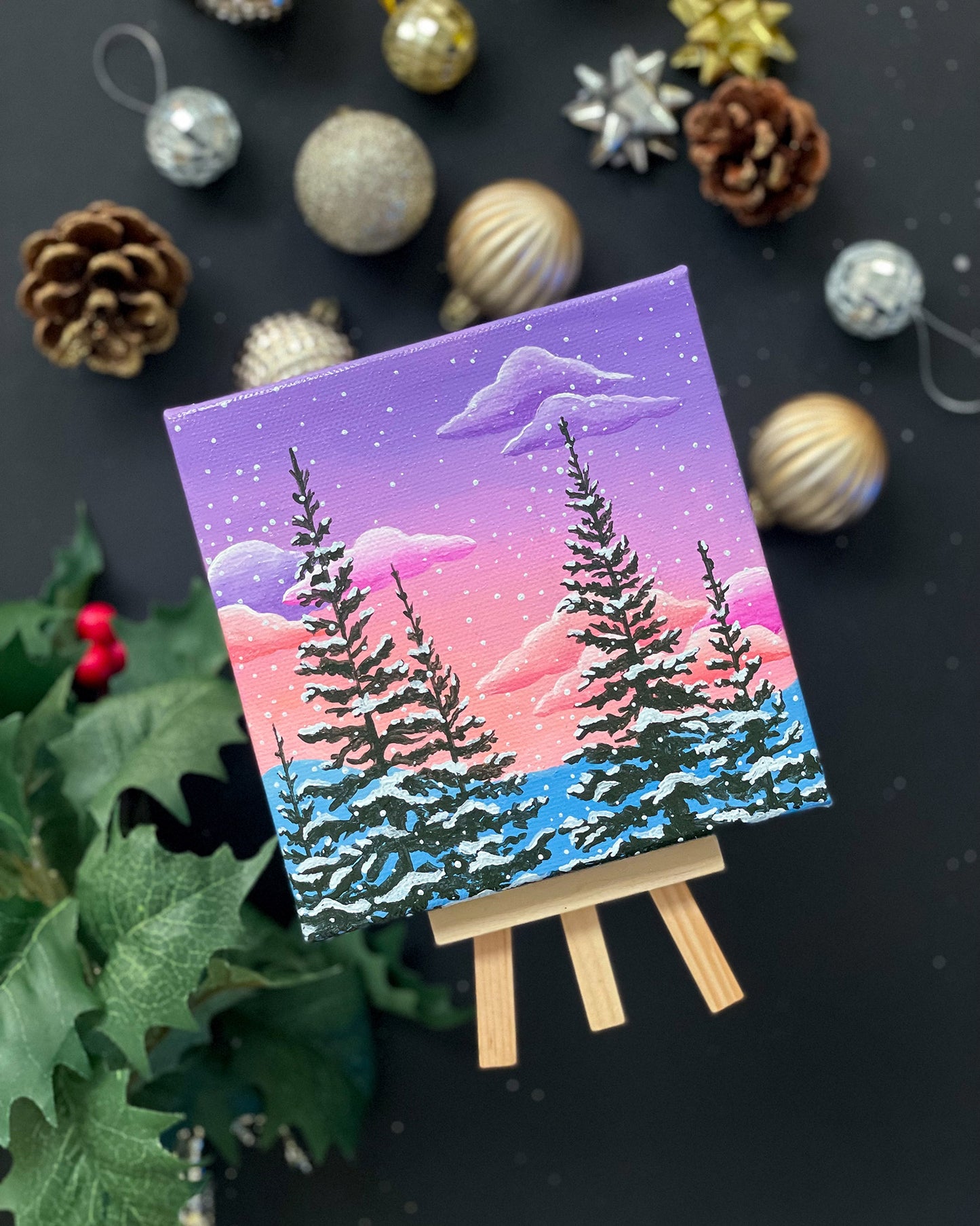 "Snowy Colorado Morning" Mini-Painting with Easel