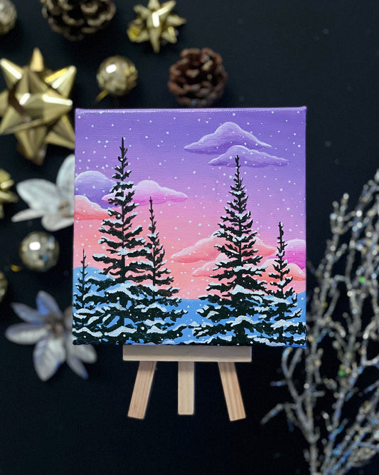 "Snowy Colorado Morning" Mini-Painting with Easel