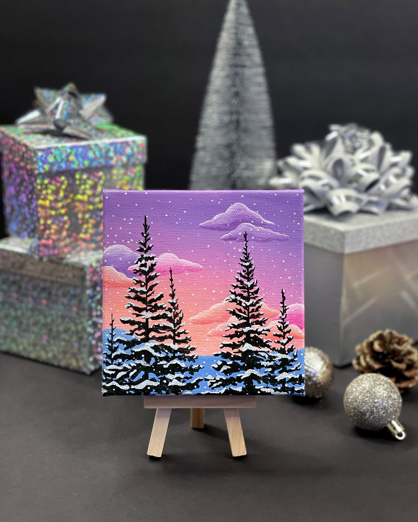 "Snowy Colorado Morning" Mini-Painting with Easel