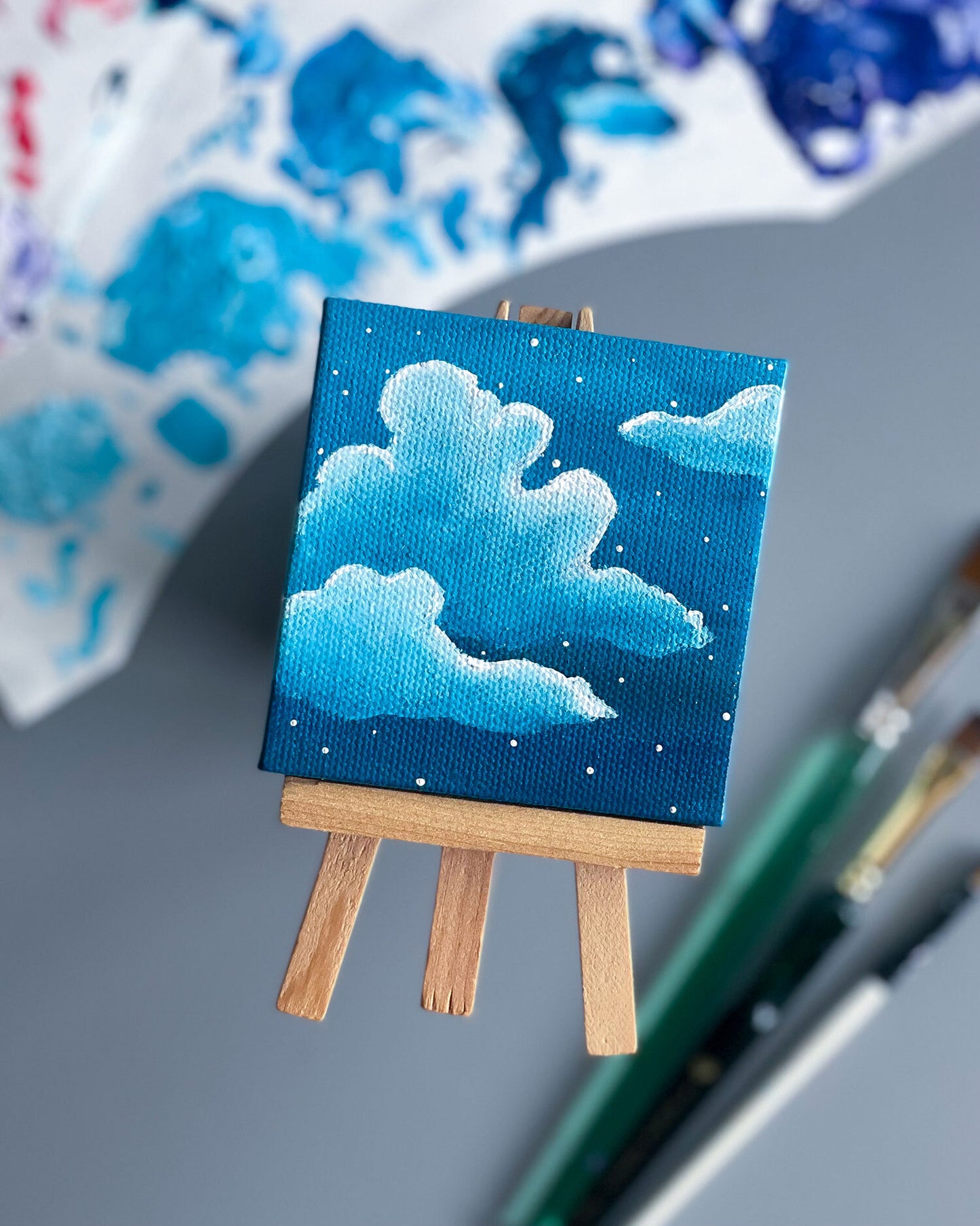 "Sour Blue Dreams" Mini-Painting with Easel