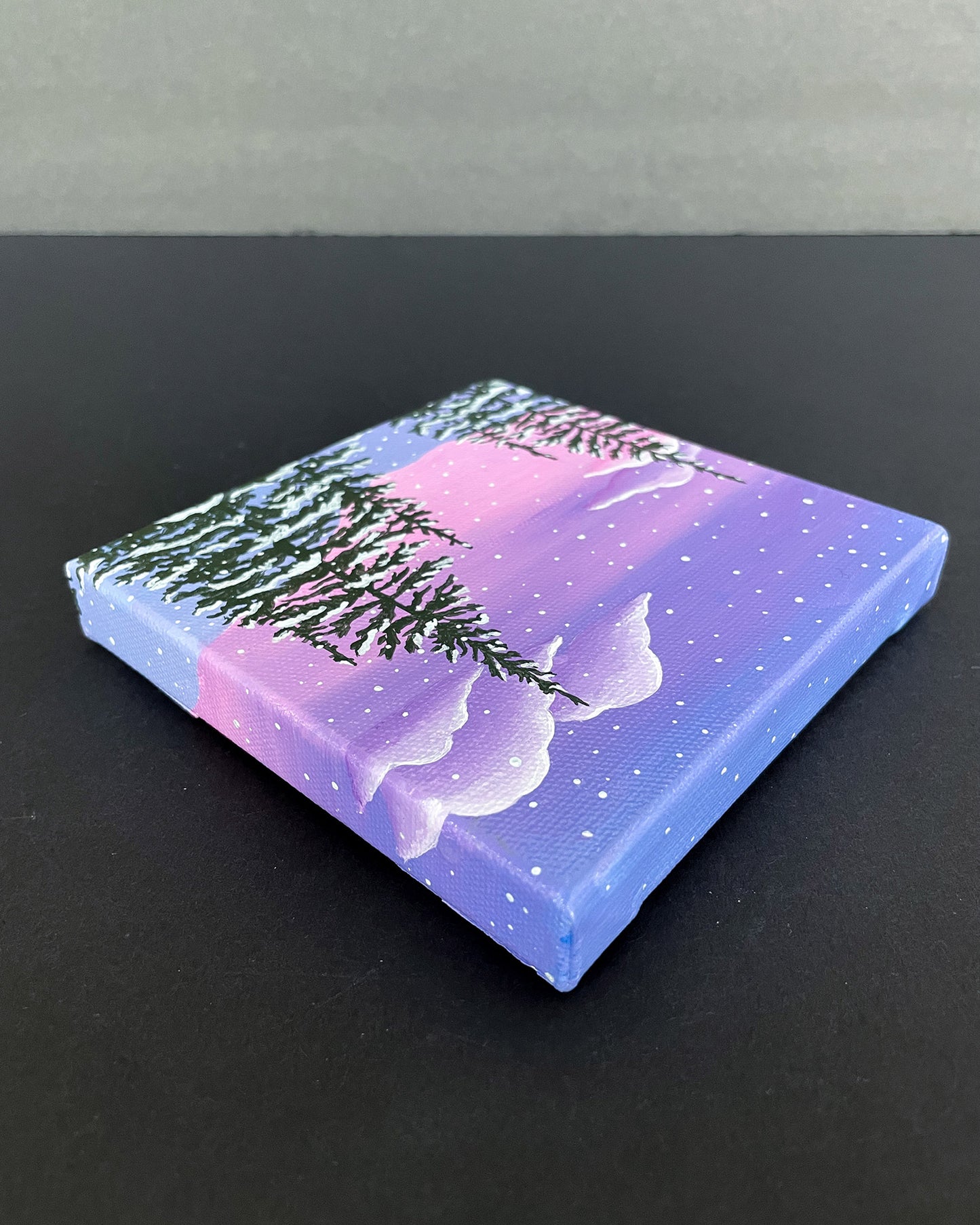 "Twilight Snowfall" Mini-Painting with Easel