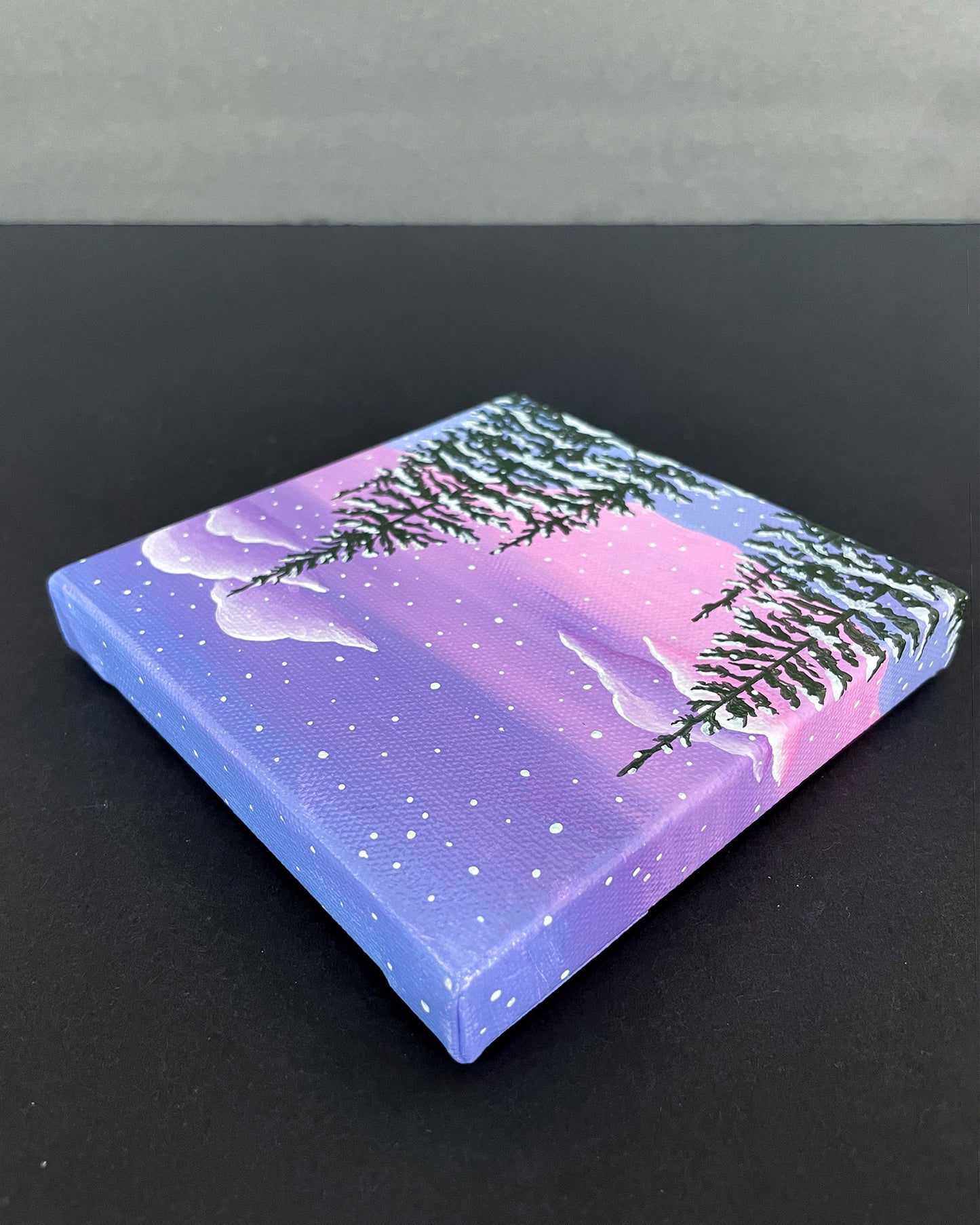 "Twilight Snowfall" Mini-Painting with Easel