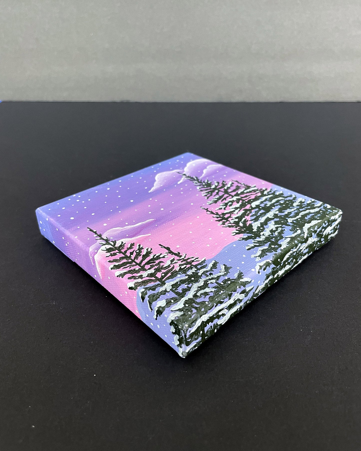 "Twilight Snowfall" Mini-Painting with Easel