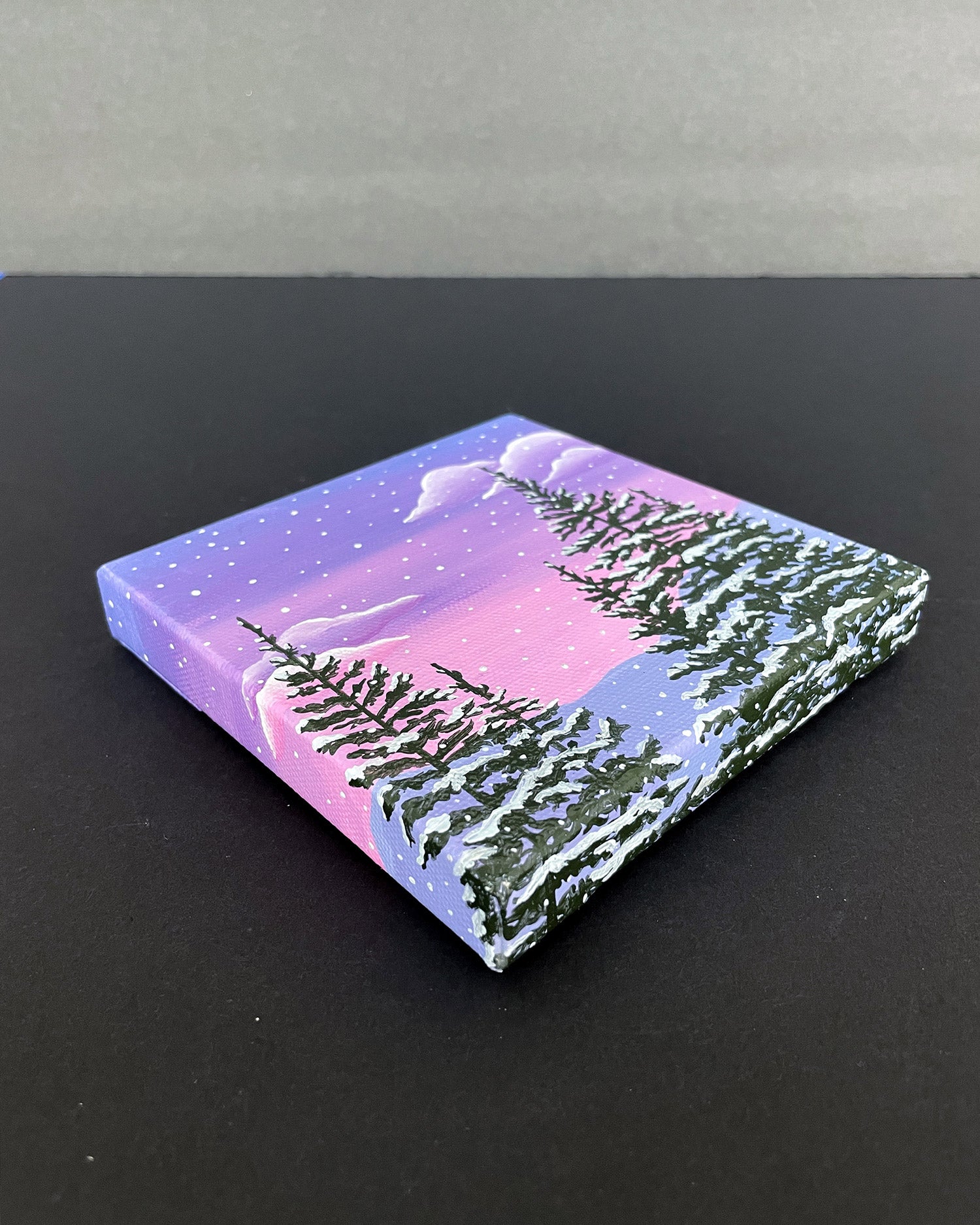 "Twilight Snowfall" Mini-Painting with Easel